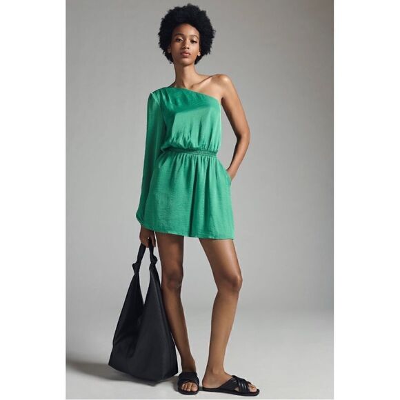 NEW Anthropologie Steve Madden Green One-Shoulder Romper XS Small Medium Large - Picture 1 of 3